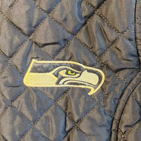 NFL Team Apparel Women's Seattle Seahawks Blue Long Sleeve Quilted Jacket Medium - Picture 2 of 12